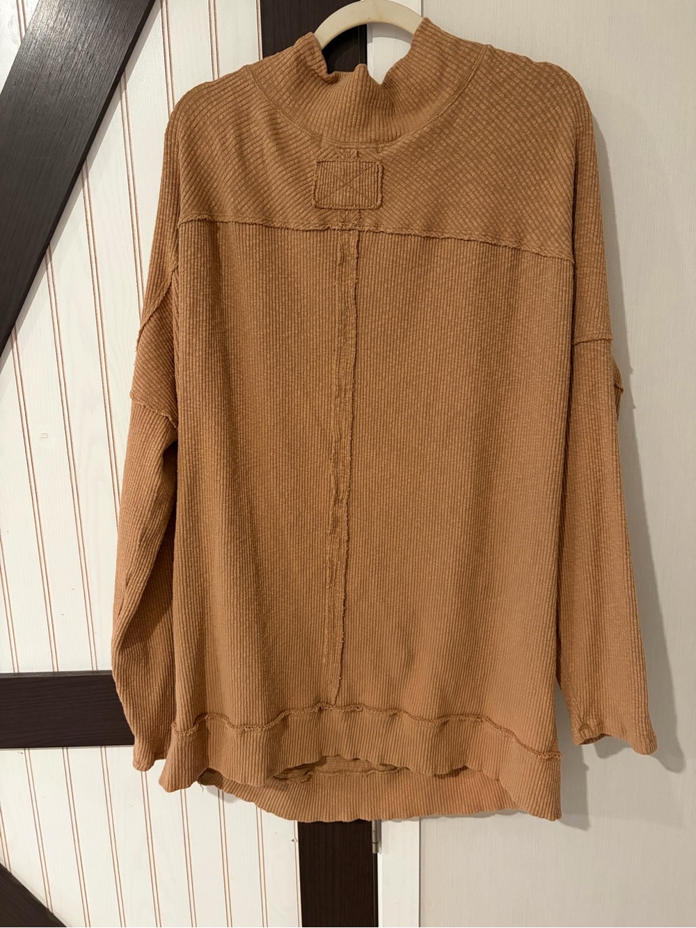We The Free Sweater Womens XLarge Tan Caramel Mock Turtle Neck Tunic Pullover - Picture 6 of 10